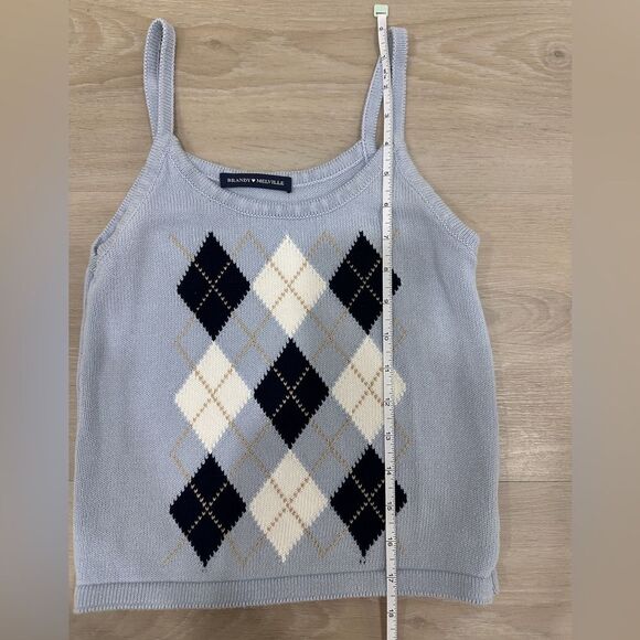 Brandy Melville Argyle Tank, Light Blue - Picture 3 of 7